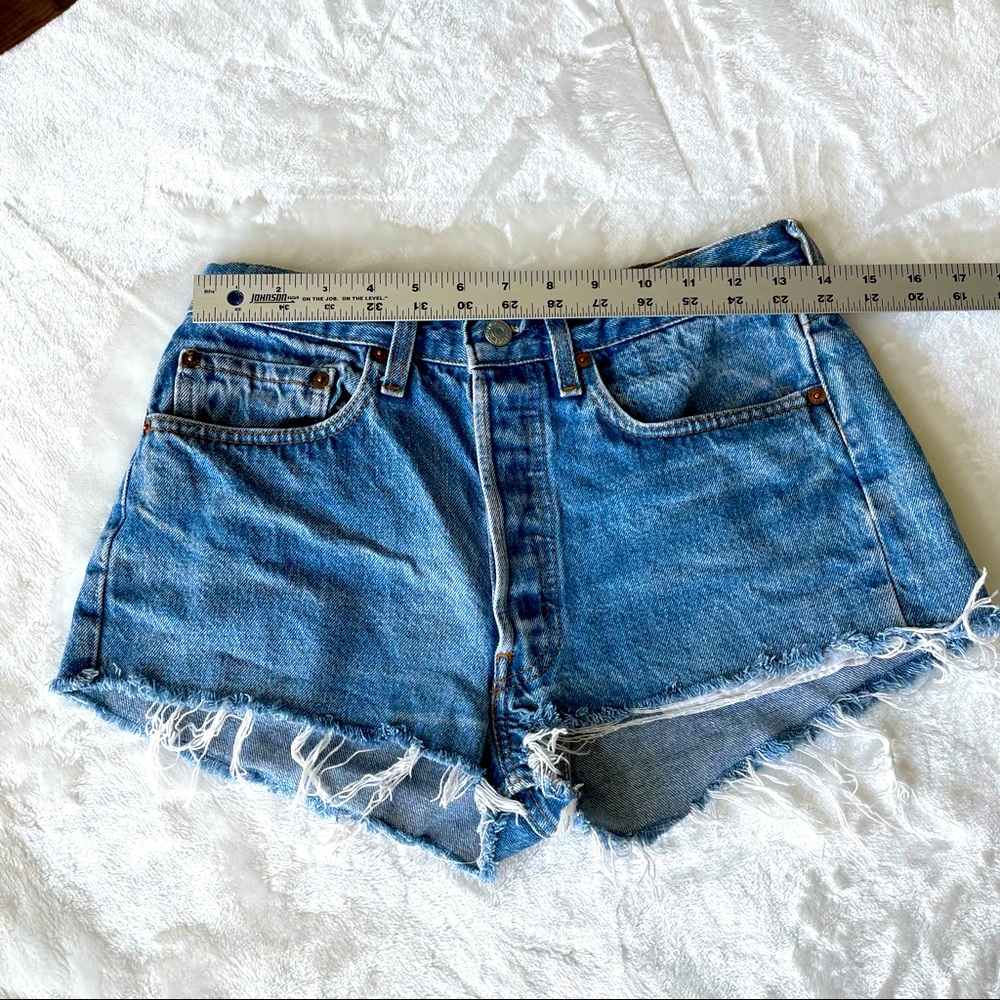 Levi Cut Off Button Fly 501 Denim Shorts